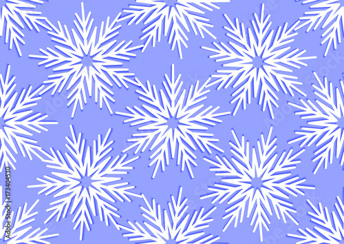 Snowflakes on a blue background. Snowflake Seamless pattern for Christmas and New Year cards or packaging.