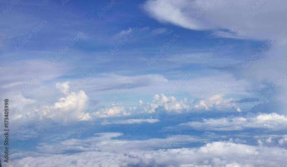 Blue sky cloudscape background from aerial view Blue sky cloudscape background from aerial view