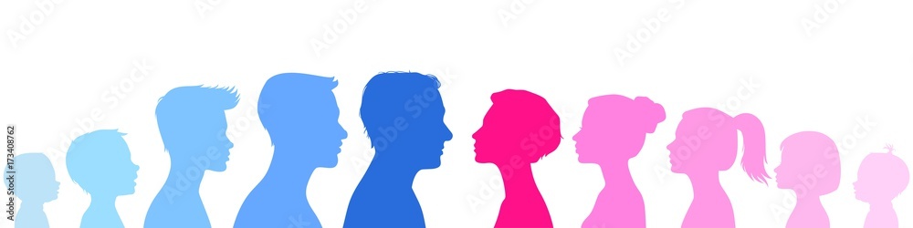 marriage chart. colorful silhouettes