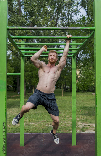 Strong yooung man exercise ...