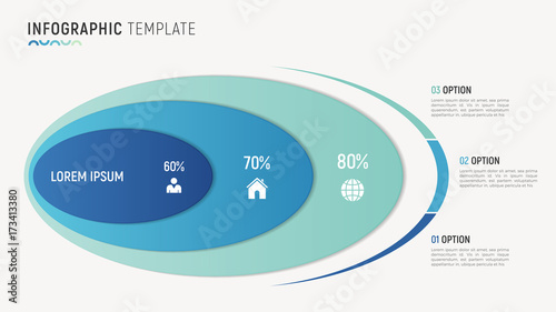 Vector abstract chart infographic template for data visualization. 3 options, steps, parts.