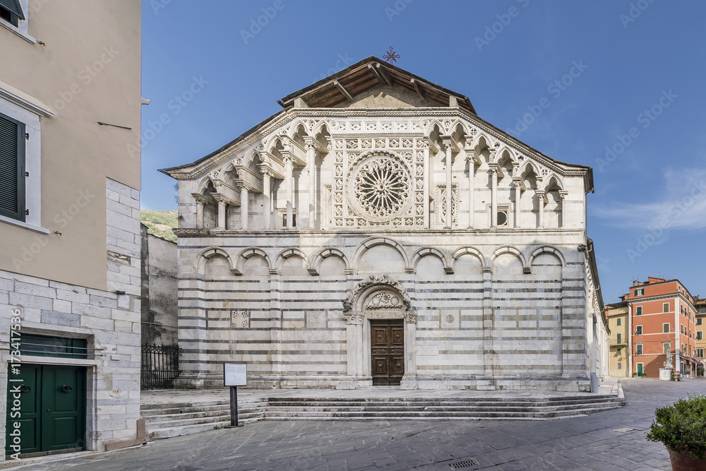 The Insigne Collegiate Mitrata Abbey of Sant'Andrea Apostolo, Duomo di Carrara, Tuscany, Italy, in a moment of tranquility