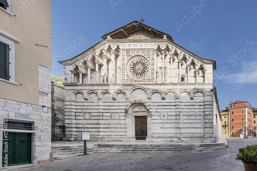 The Insigne Collegiate Mitrata Abbey of Sant'Andrea Apostolo, Duomo di Carrara, Tuscany, Italy, in a moment of tranquility photo
