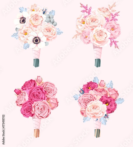 Set of wedding bouquets