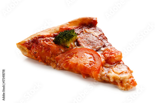 Piece of pizza  on white background 