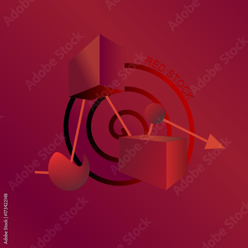 Messy red stock abstract illustration, stock market not going down straight but fluctuated by many big and small factors, cannot be predicted directly, abstract meaning