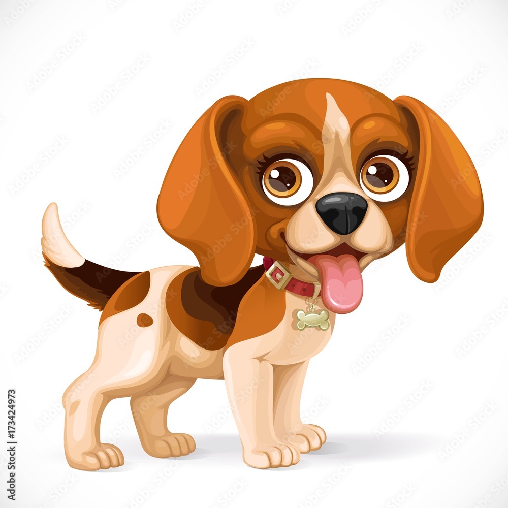 Cute cartoon lop-eared beagle puppy isolated on a white background Cute cartoon lop-eared beagle puppy isolated on a white background