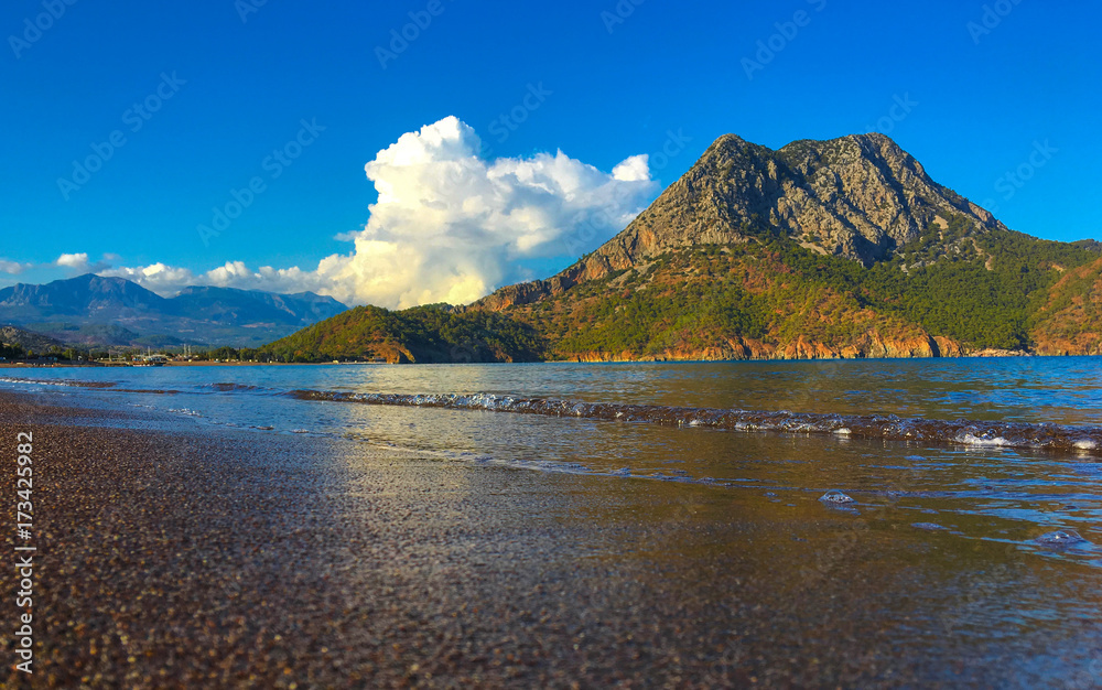 Mediterranean bay of Adrasan ( Kemer). Lovely place of tourists. Lycian way. Walking tour