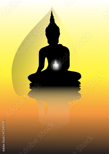 buddha with gold background Vector Illustration.