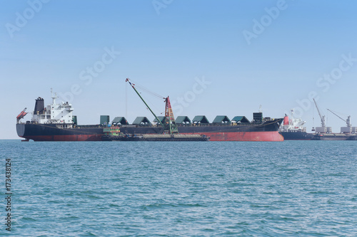 cargo ship in the sea.