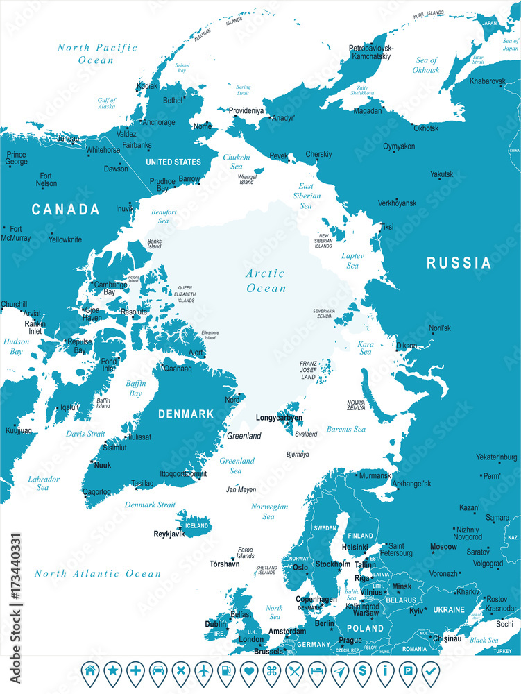 Obraz premium Arctic Region Map - Vector Illustration
