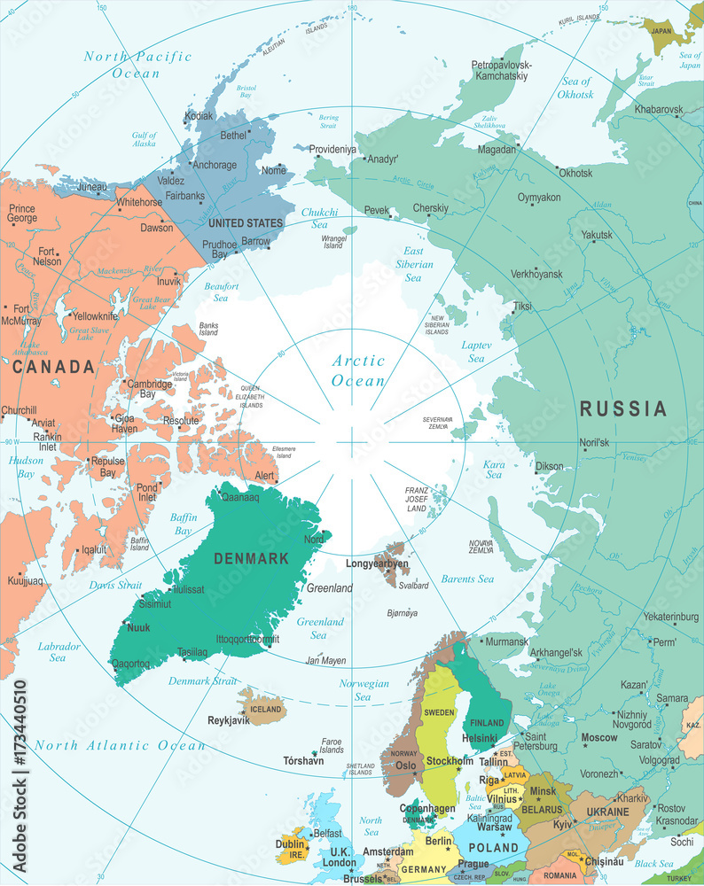 Obraz premium Arctic Region Map - Vector Illustration