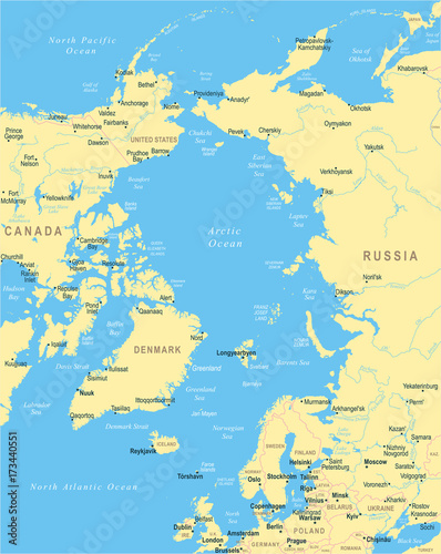 Fototapeta Naklejka Na Ścianę i Meble -  Arctic Region Map - Vector Illustration