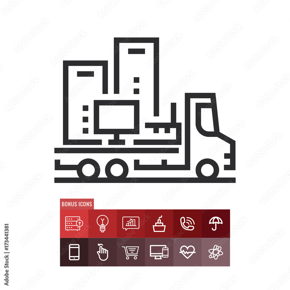 Cargo-carrying icon, relocation symbol. Modern, simple flat vector illustration for web site or mobile app