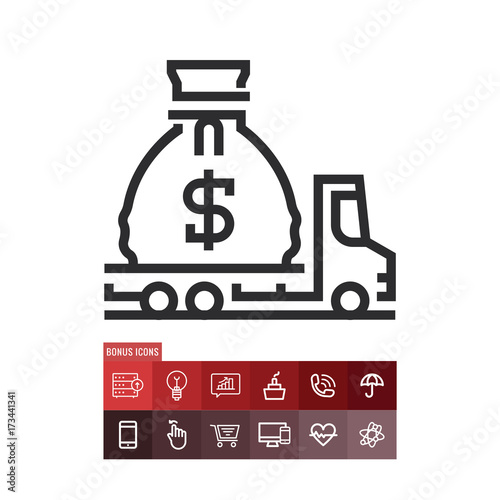 Moving money icon, belongings symbol. Modern, simple flat vector illustration for web site or mobile app