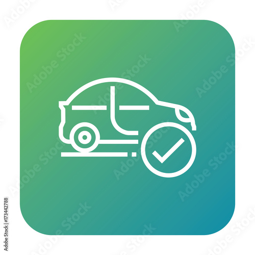 Car service checkmark icon, car maintance station symbol. Modern, simple flat vector illustration for web site or mobile app