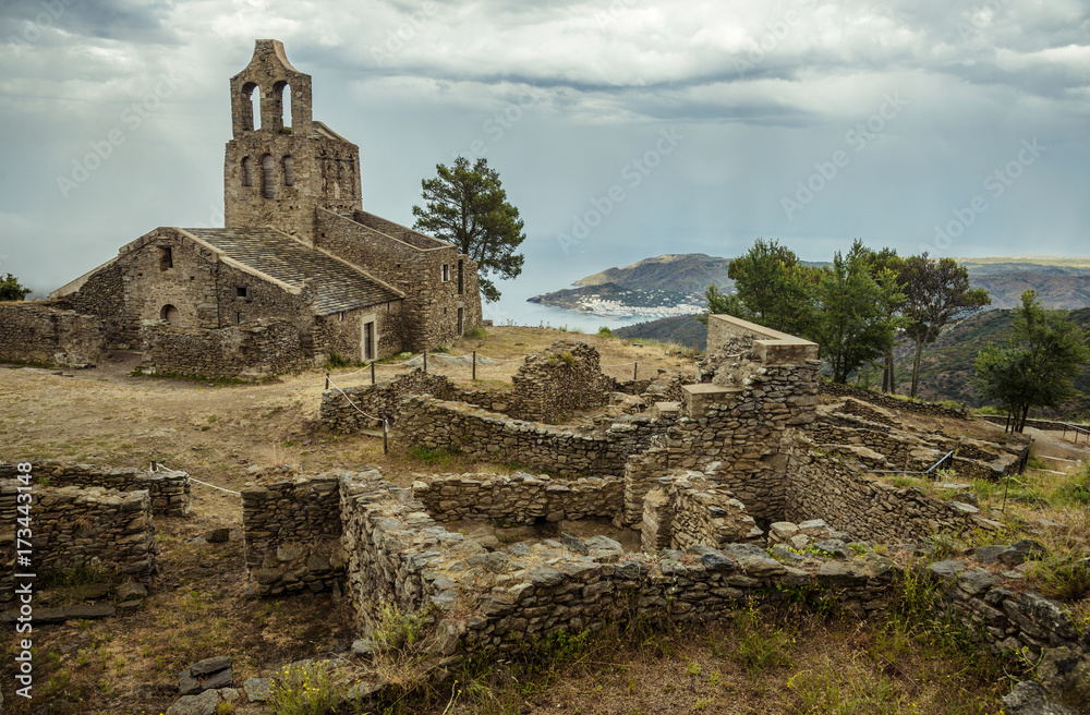 Santa Creu de Rodes town and church, Spain