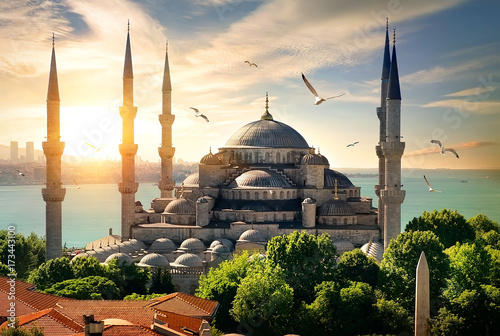 Seagulls over Blue Mosque