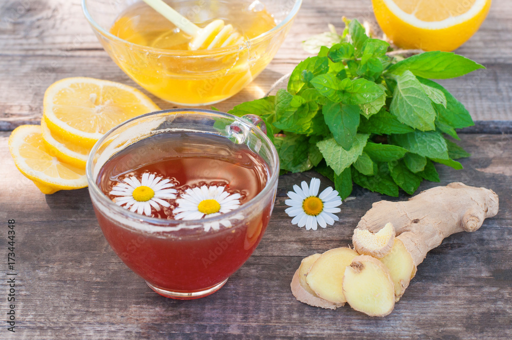 Ginger tea with lemon and honey Ginger tea with lemon and honey