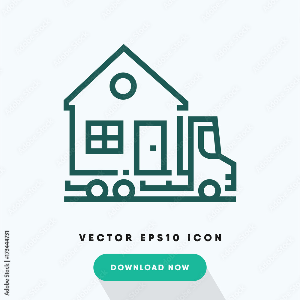 House moving icon, relocation symbol. Modern, simple flat vector illustration for web site or mobile app