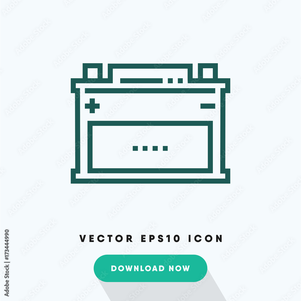 Car battery icon, power symbol. Modern, simple flat vector illustration for web site or mobile app Car battery icon, power symbol. Modern, simple flat vector illustration for web site or mobile app