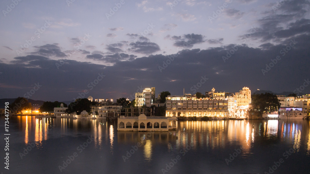 Night view of Udaipur, India