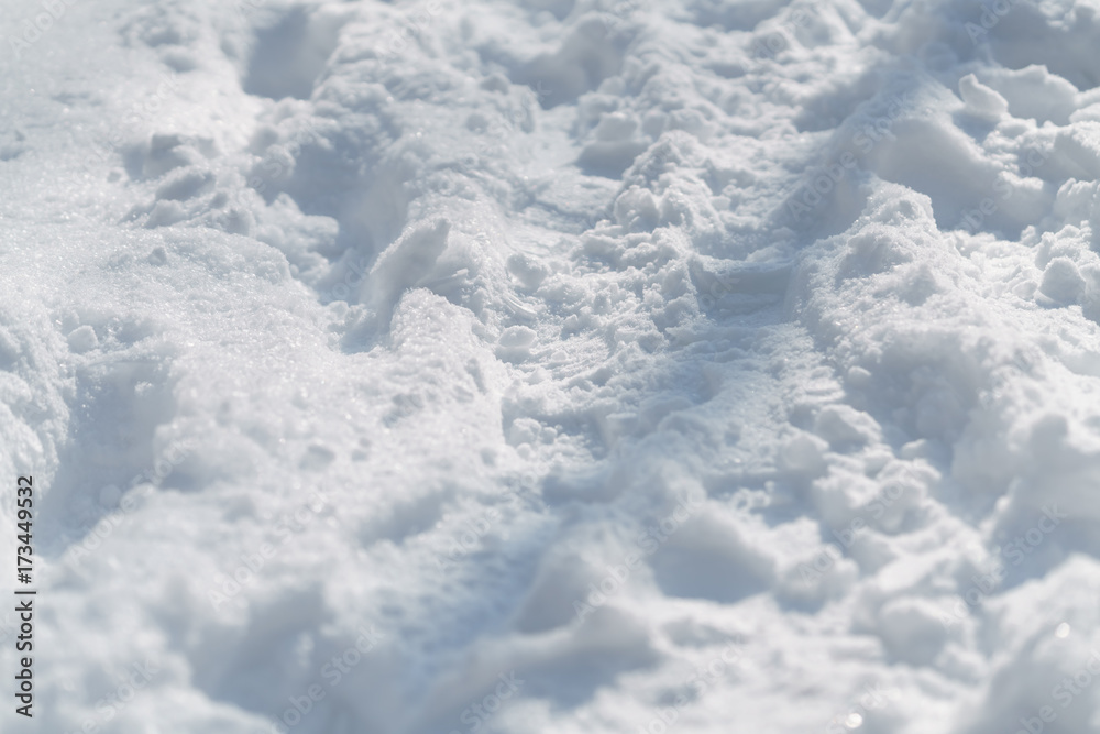 trodden path in snow in the morning after snowfall trodden path in snow in the morning after snowfall
