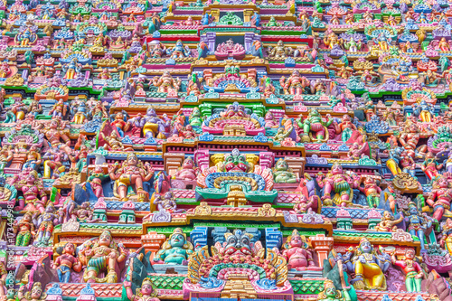 Colorful hindu temple tower view