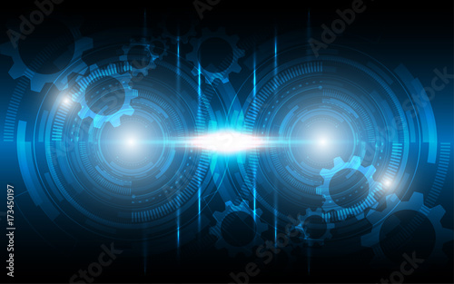 Technology background twins circle blue futuristic innovation concept