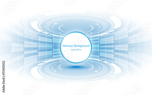 Circle empty space on blue white abstract technology background