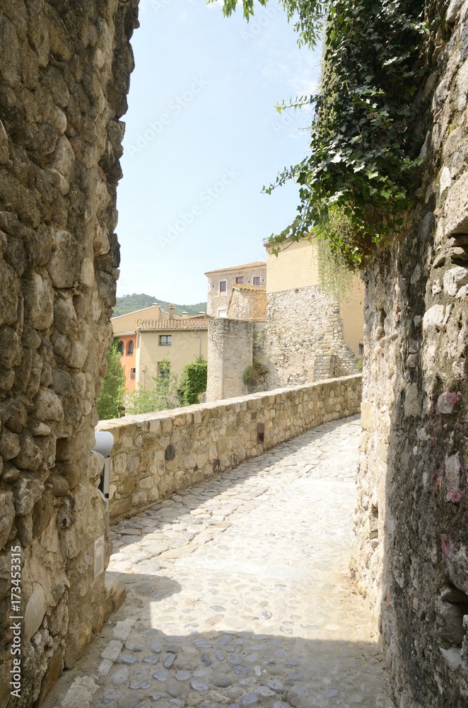 Stone footpath in Besalu, Spain