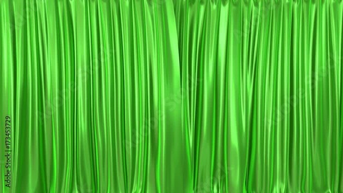Stage or window green curtain 3D animation with alpha mask