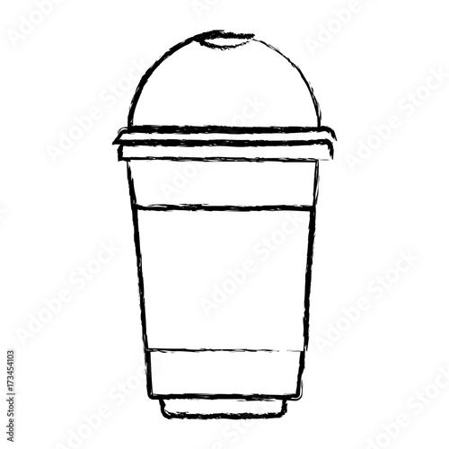 glass disposable for hot drinks monochrome blurred silhouette vector illustration