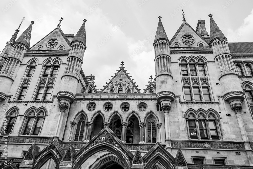 Impressive building of the Royal Courts of Justice in London
