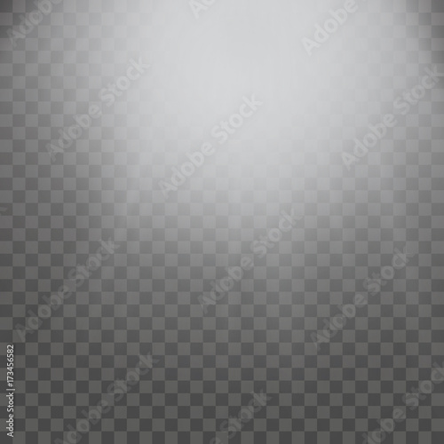 White warm light effect, sun rays on transparent background. Vector illustration.