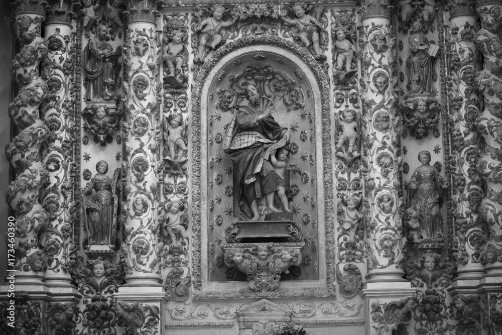 Fragment of interior decoration of the cathedral in Lecce, Italy.