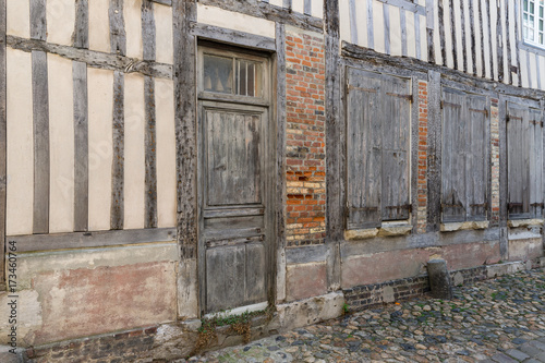 Passage with medieval houses downtown in Honfleur  France