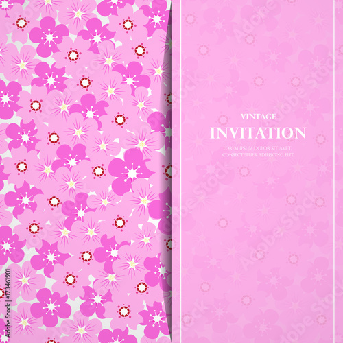 Beautiful floral invitation card. Sakura flower background vector © titaporn