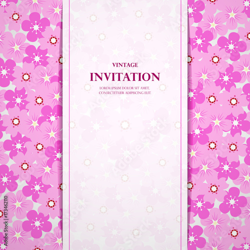 Beautiful floral invitation card. Sakura flower background vector