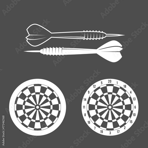 Darts labels set, badge, vector logos