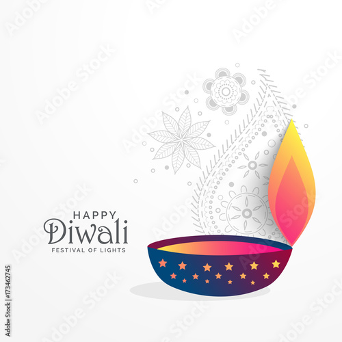 creative diwali festival greeting background with diya