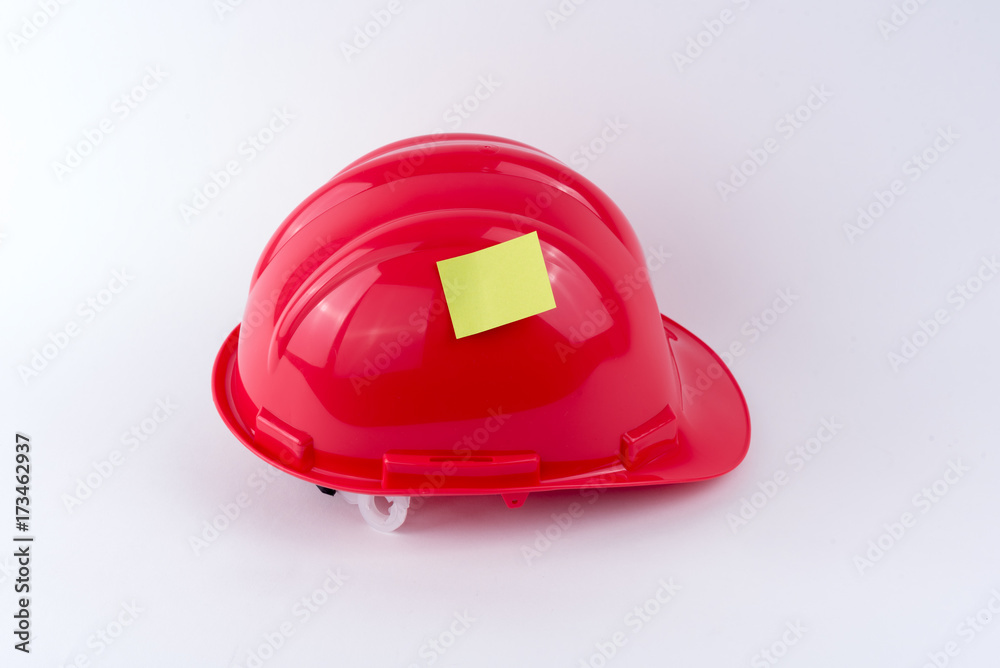 Fototapeta premium Bauhelm mit Schild und Aussage