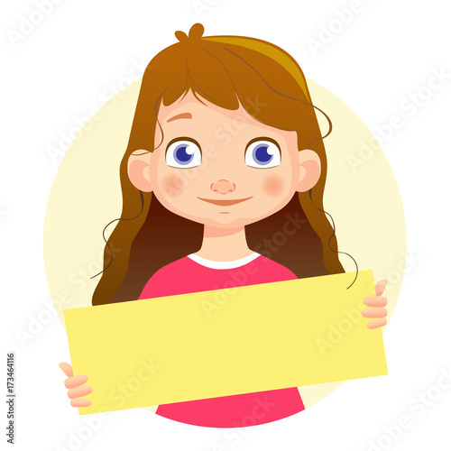 Girl holding blank poster