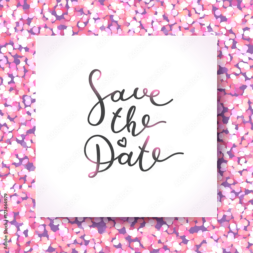 save the date lettering, vector handwritten text on sparkle texture save the date lettering, vector handwritten text on sparkle texture