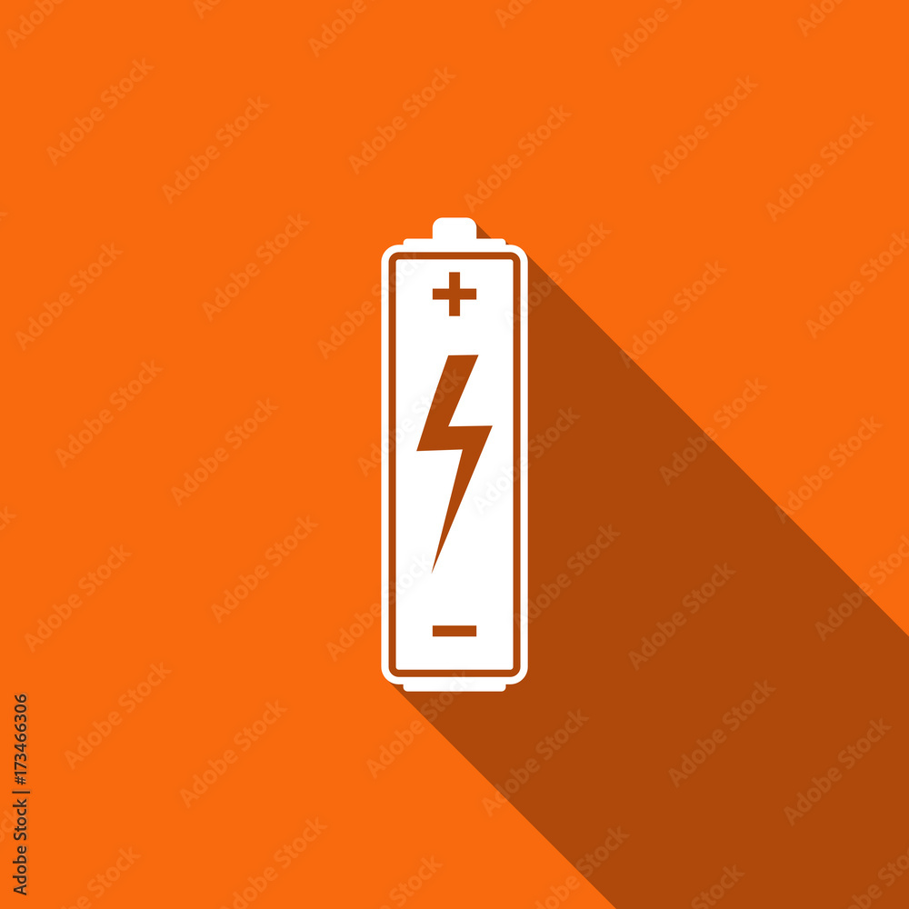 Battery icon isolated with long shadow. Flat design. Vector Illustration Battery icon isolated with long shadow. Flat design. Vector Illustration