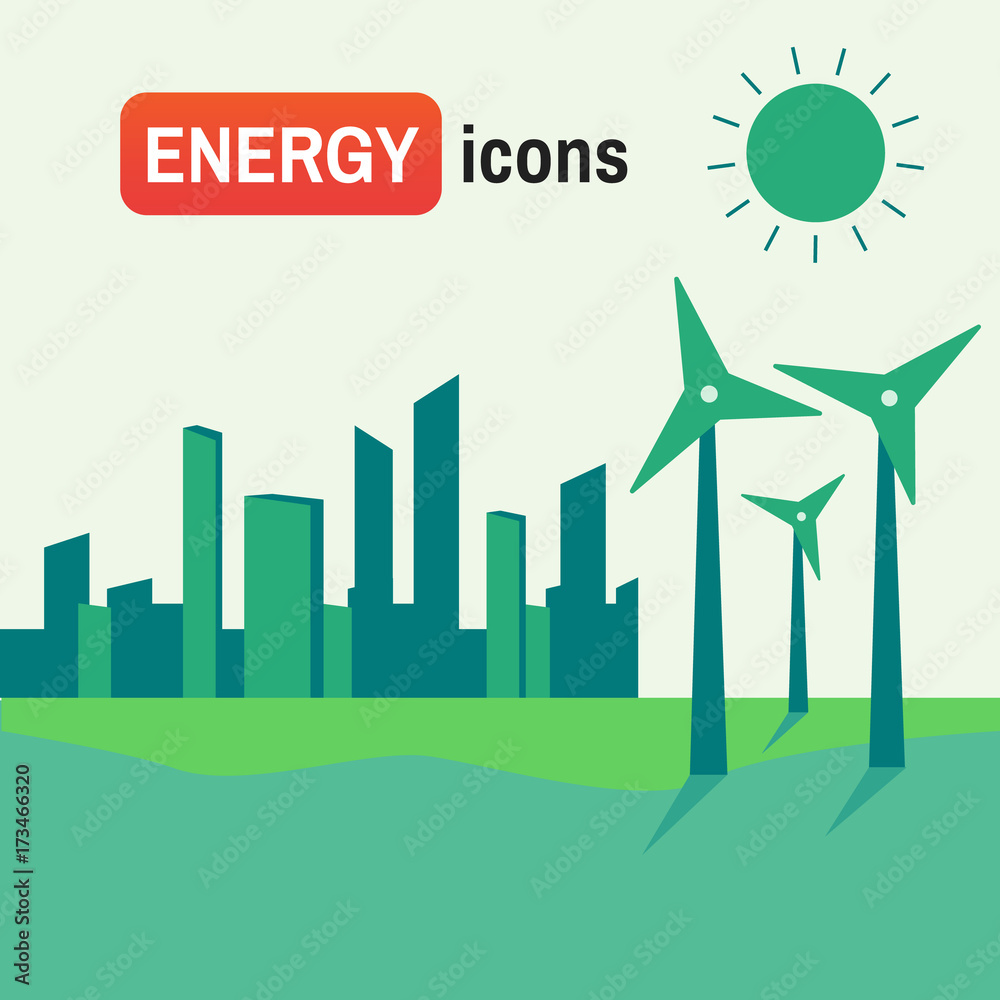 energy plant power. Renewable energy vector illustration. Renewable energy concept in flat style. energy plant power. Renewable energy vector illustration. Renewable energy concept in flat style.