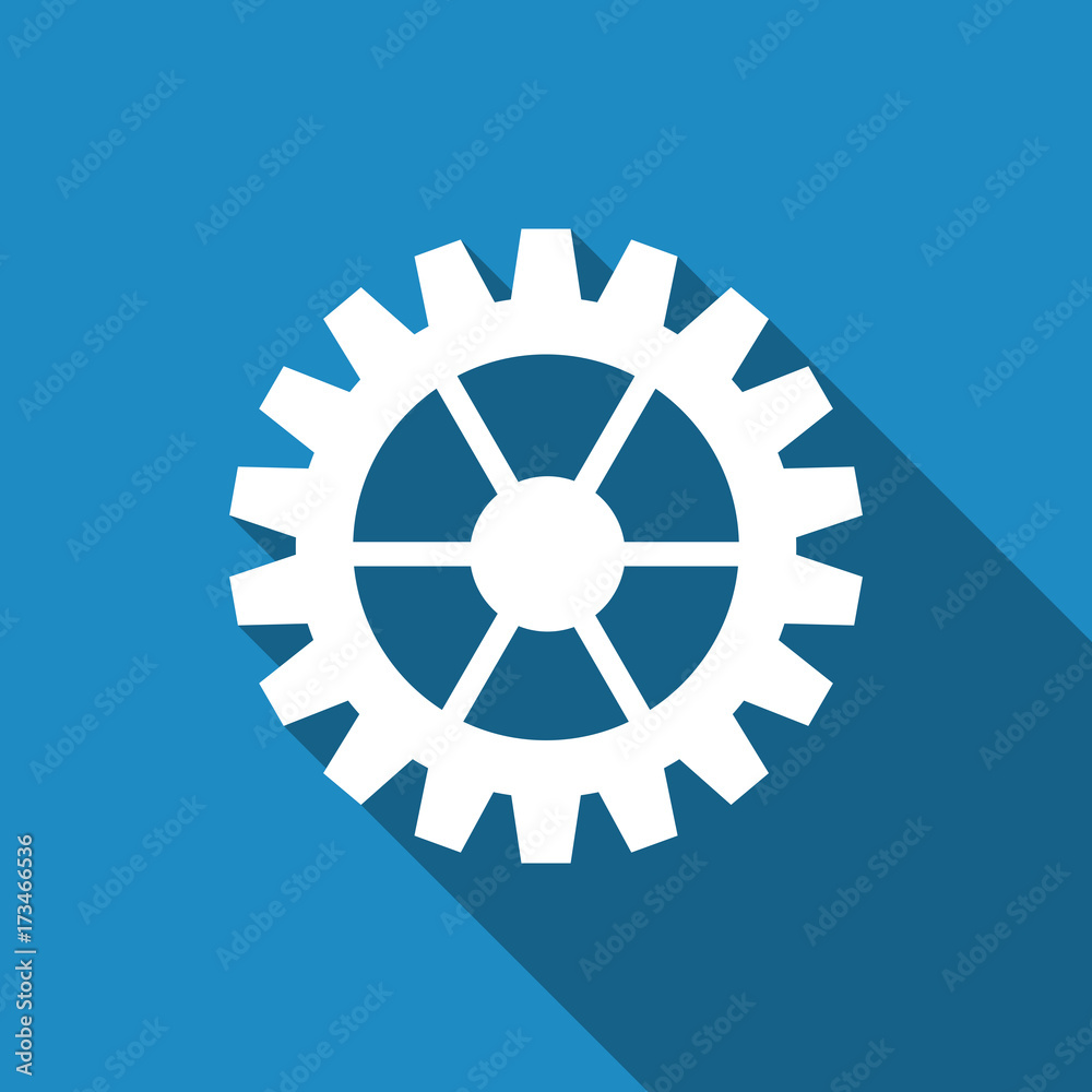 Gear icon isolated with long shadow. Flat design. Vector Illustration Gear icon isolated with long shadow. Flat design. Vector Illustration