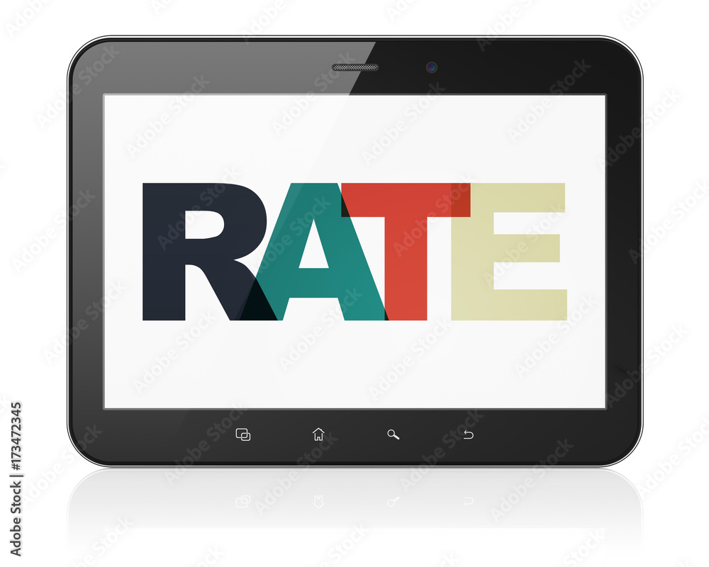 Banking concept: Tablet Computer with Rate on display Banking concept: Tablet Computer with Rate on display