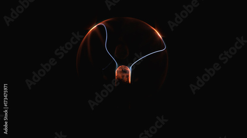 Electrostatic plasma sphere in the dark. Tesla coil - physics experiment photo