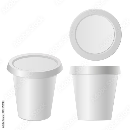 White cream, ice cream,Yogurt container with cap isolated. Yogurt. Mock up